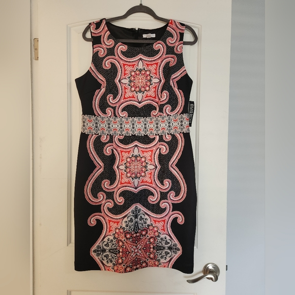 NWT NEW YORK & COMPANY Scuba Sheath Dress Red & Black (NEW) - Picture 5 of 6